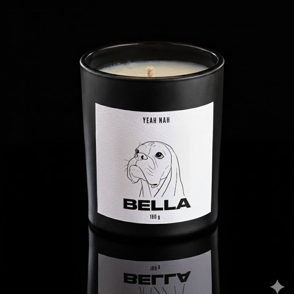 Bespoke Pet Candle. Put your beloved pet on a Yeah Nah candle!