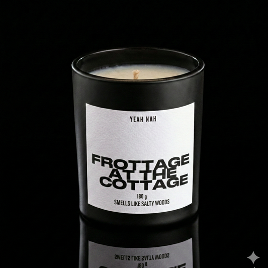 Frottage At The Cottage Candle. Smells like Salty Woods