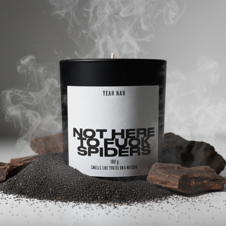 Not Here to F*ck Spiders. Smells Like You're On A Mission Candle
